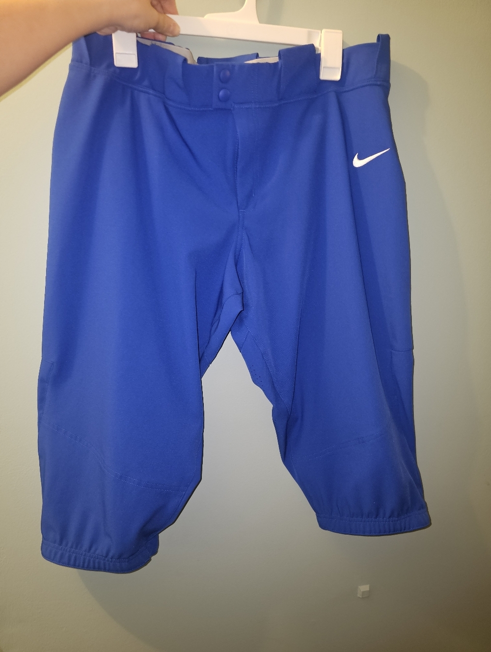 NWOT Nike Mens Royal Blue Athletic Snap-Front Baseball Pants Knee Length